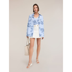 Motivi - Camicia over a righe con stampa floreale - Azzurro