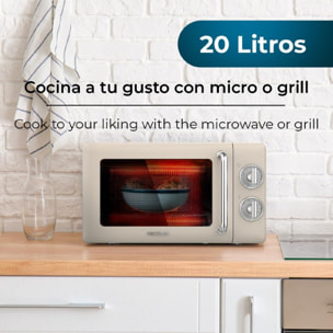 Microondas Mecánico con Grill de 20 L Proclean 3110 Retro Beige. 700 W en 6 Nive