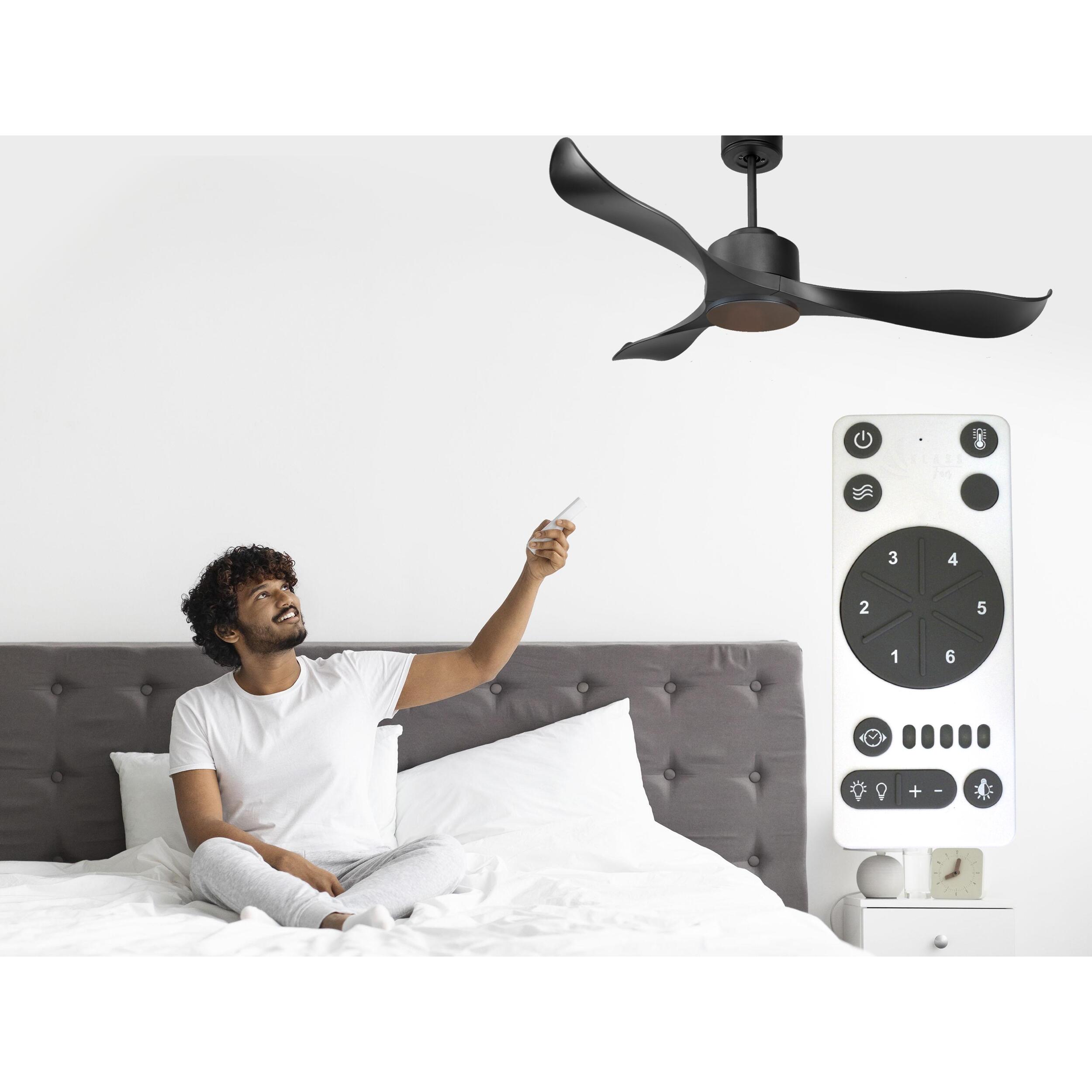 Ventilateur de plafond ø132 cm avec Wifi Réversible Hypersilence 40   W Noir