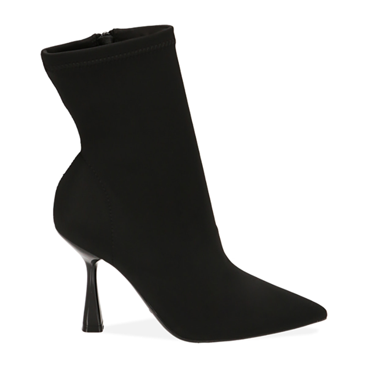 Stivaletti neri in tessuto, tacco 9,5 cm