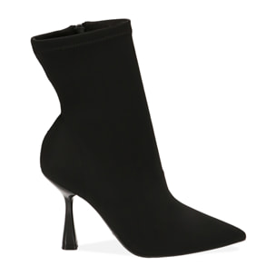 Stivaletti neri in tessuto, tacco 9,5 cm