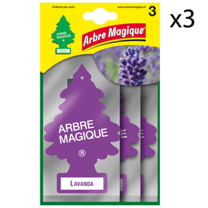 3x Arbre Magique Classic Profumatore Solido per Auto Fragranza Lavanda