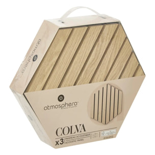 Lot de 3 panneaux décoratifs Colva beige fond noir 30x26cm