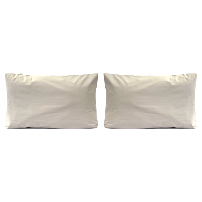 2 Fundas de almohada 100% percal de algodón orgánico LISO 50x75 cm - arena