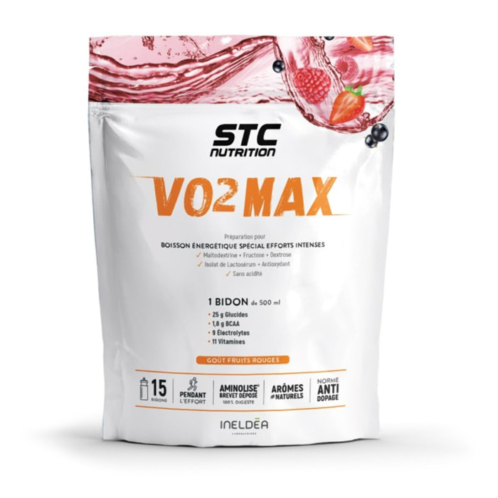 STC NUTRITION - VO2 Max - Préparation pour boisson énergétique isotonique spécial efforts intenses - Goût Fruits Rouges - 15 doses - 525g