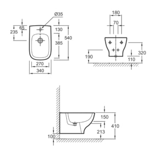 Bidet suspendu Struktura céramique