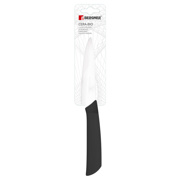 Cuchillo mondador de 9 cm en color negro Bergner colección Cera bio