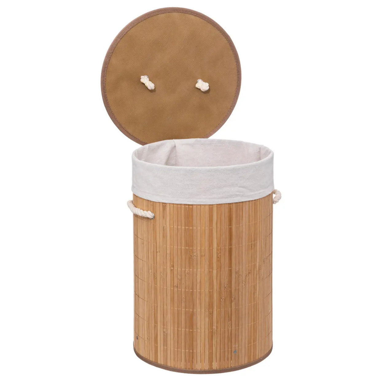 Panier à linge rond bambou 48L