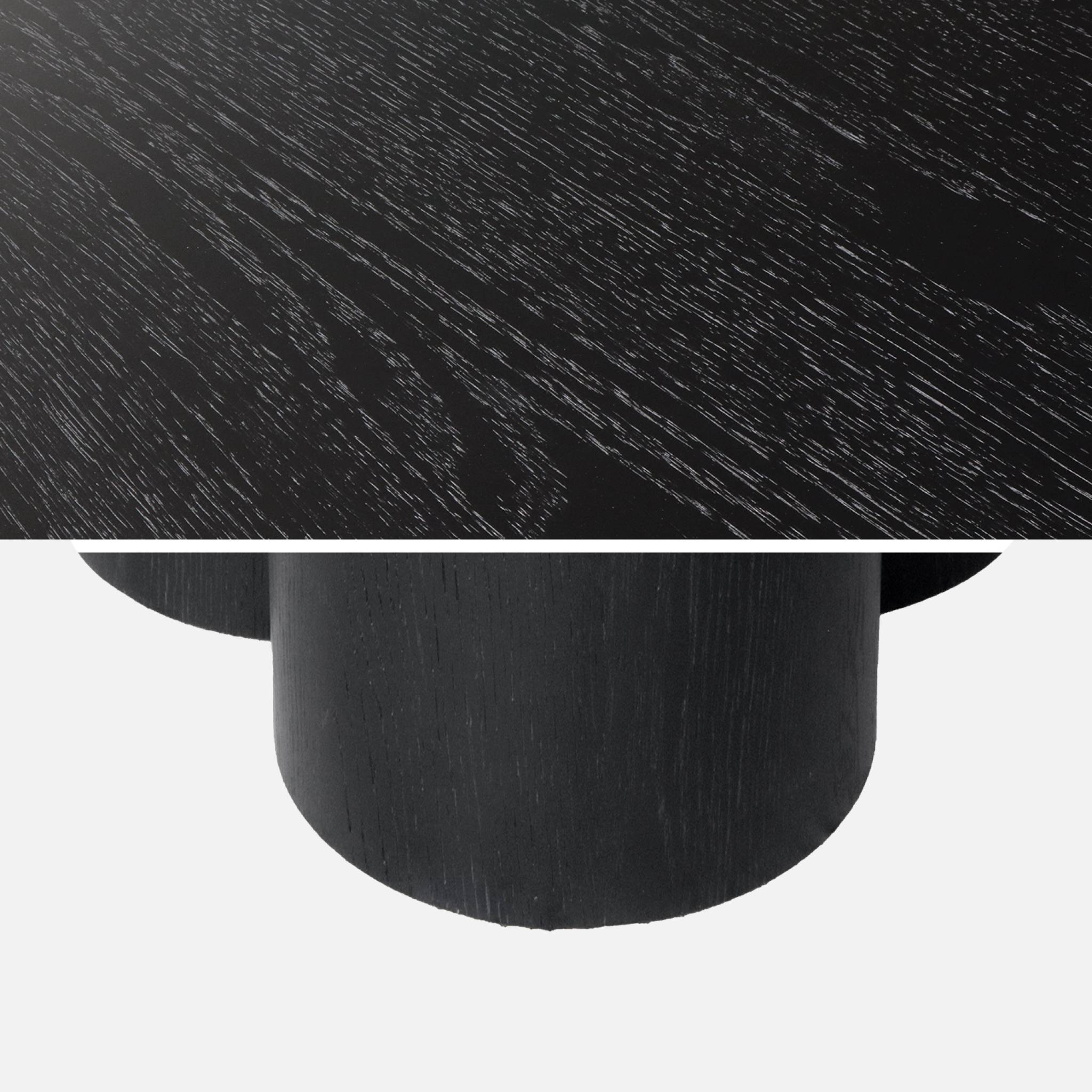 Table à manger ronde bois d'hévéa et placage chêne noir 4 places 130cm - Leonore