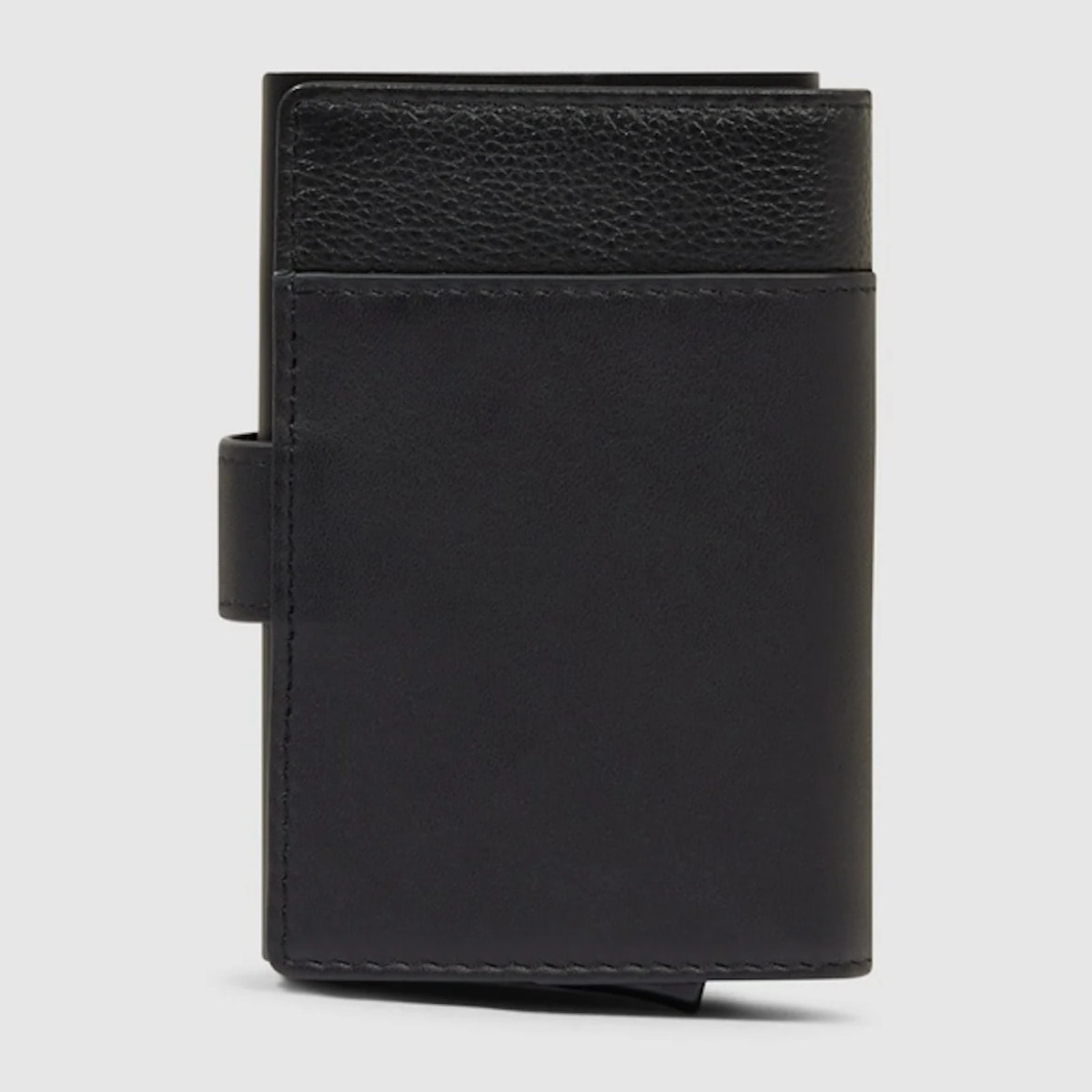 Piquadro Portacarte automatico in metallo e pelle, schermato con protezione RFID