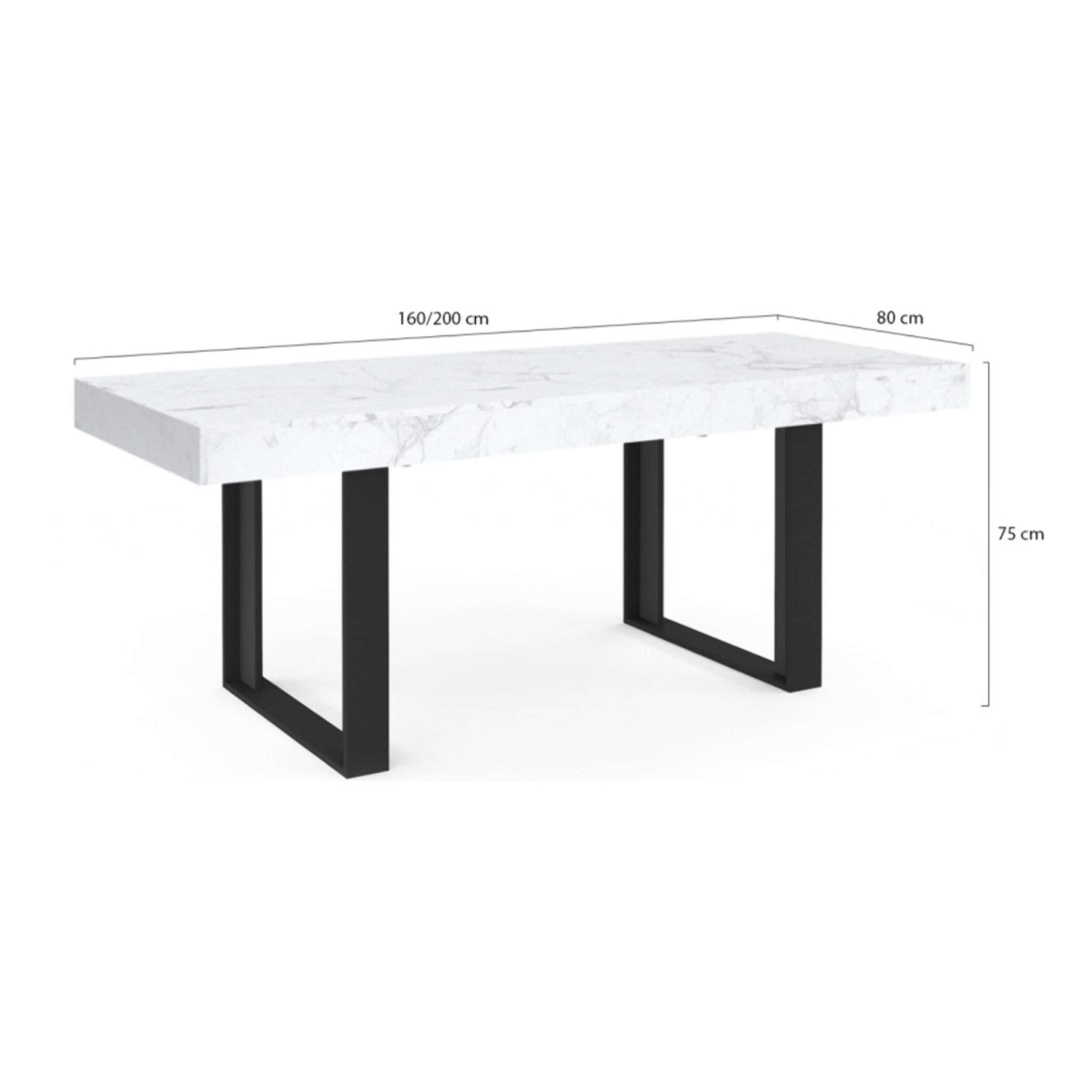 Table repas extensible Brixton - Marbre - Noir