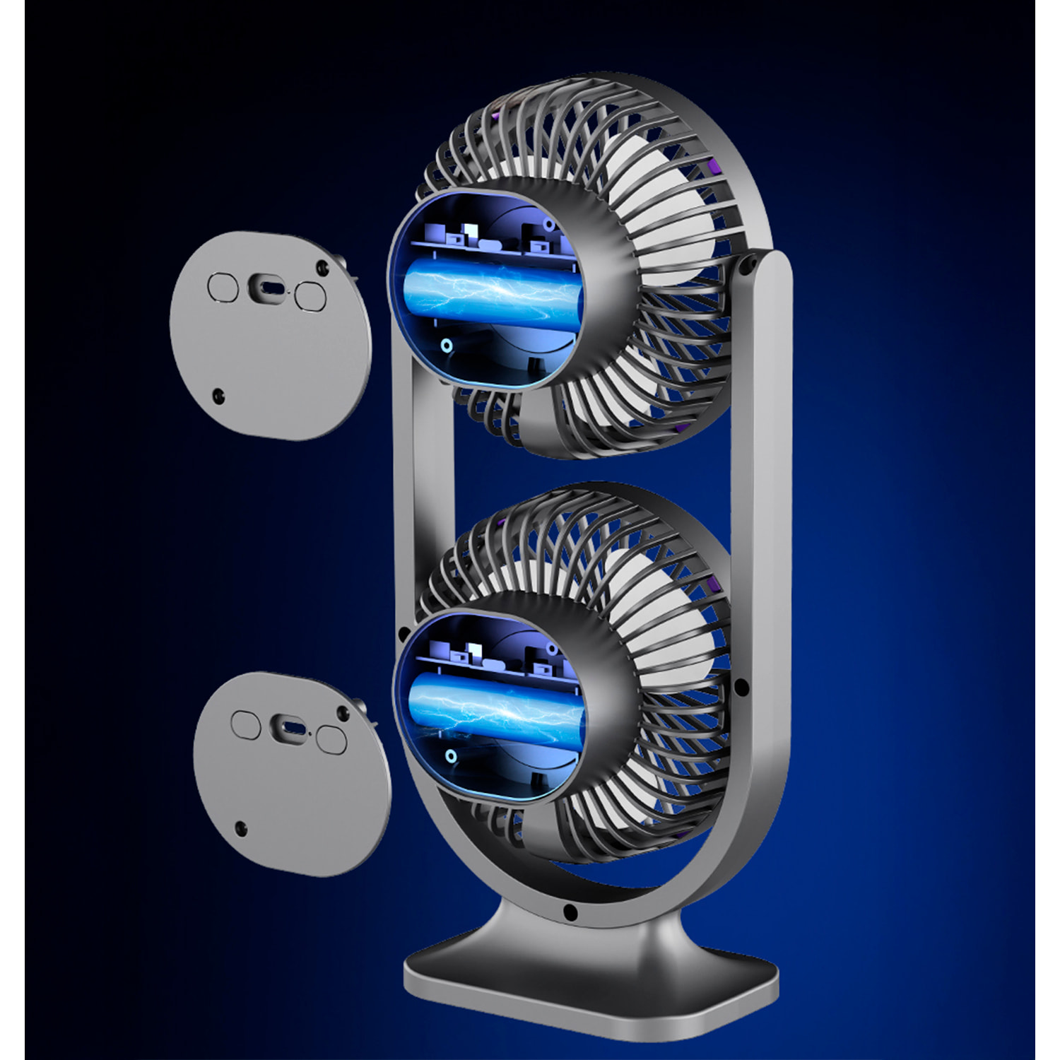 Ventilatore da tavolo doppio con 5 velocità e 3 intensità luminose.