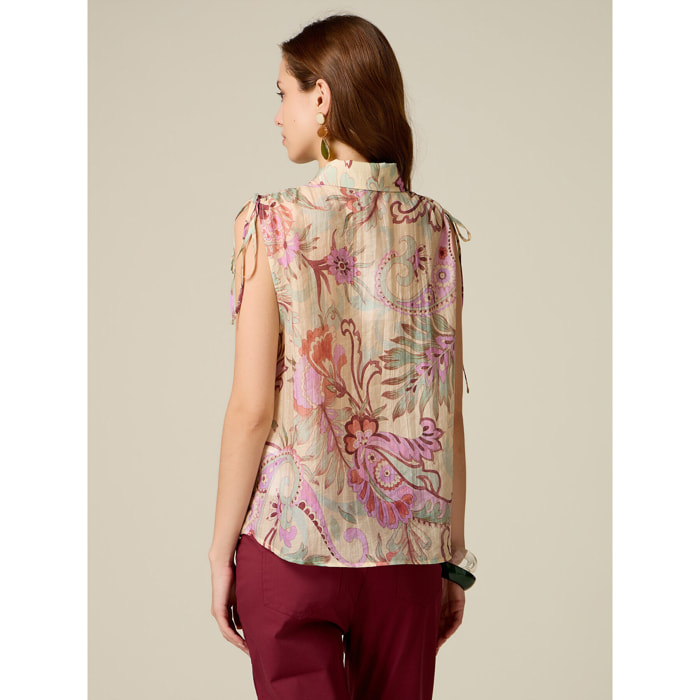 Oltre - Camicia senza maniche fantasia - Rosa