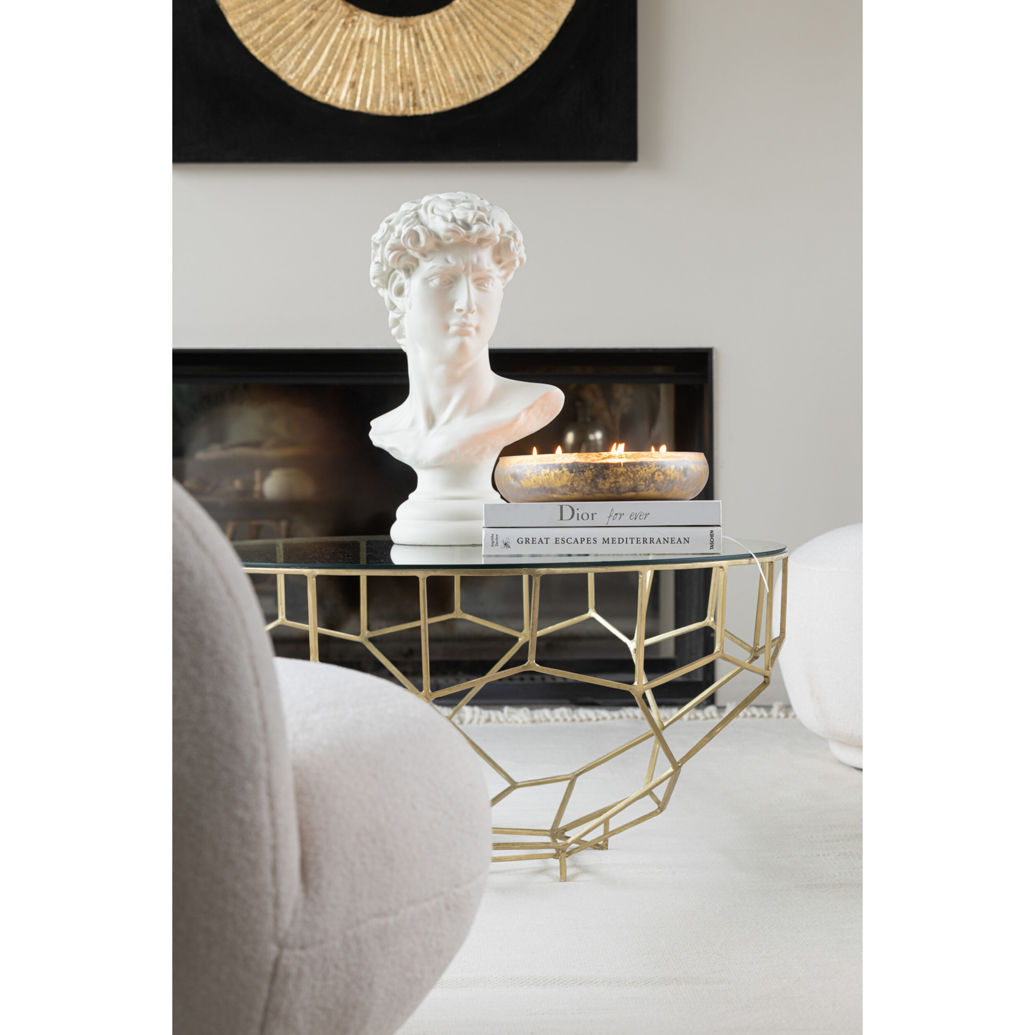 J-Line bougie parfumée M-Chic - Oud & Amber - verre - or/noir - extra large - 35H