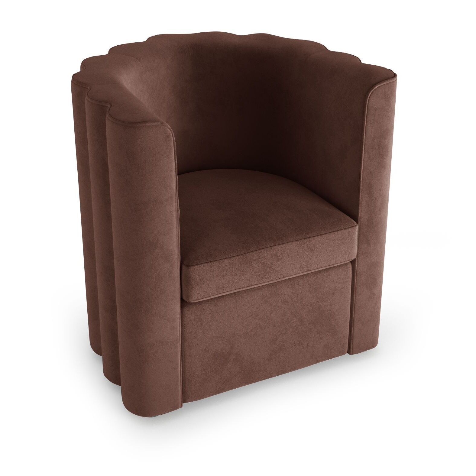 Fauteuil vintage en velours marron