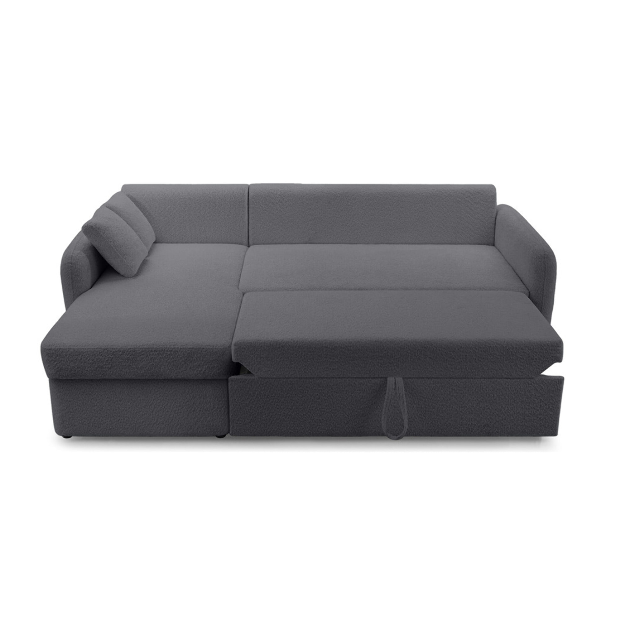 Pocatello - canapé d'angle réversible 4 places - convertible avec coffre - en tissu bouclette - Gris foncé