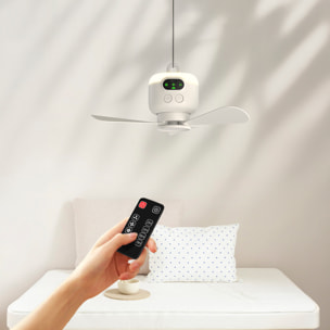 Ventilador de techo inalámbrico con batería de 8000mAh FS-6A de 27cm. Con luz LED integrada, 3 velocidades y temporizador. Incluye mando a distancia.