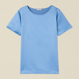 Oltre - T-shirt bimaterica - Azzurro