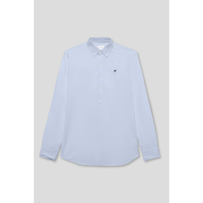 Polo Niño Manga Larga en Algodón Camisa Color Celeste Tipo Polo con Cuello Abotonado y Puños, Básico Casual y Escolar | Color: Celeste | Street Monkey