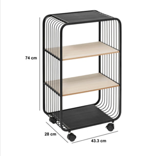 Étagère 3 niveaux en métal et bois beige