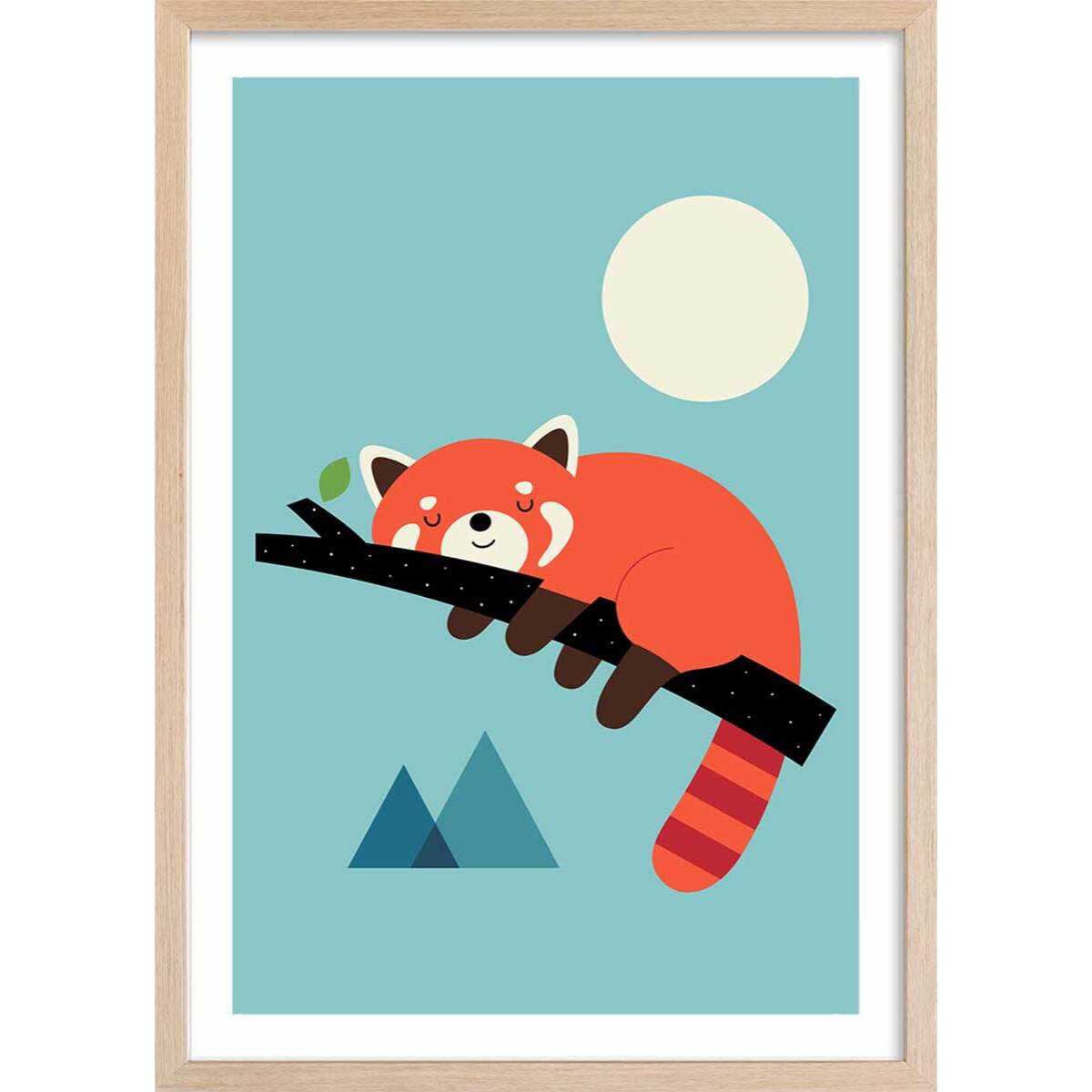 Affiche enfant c'est l'heure de la sieste Affiche + cadre en bois - Chêne