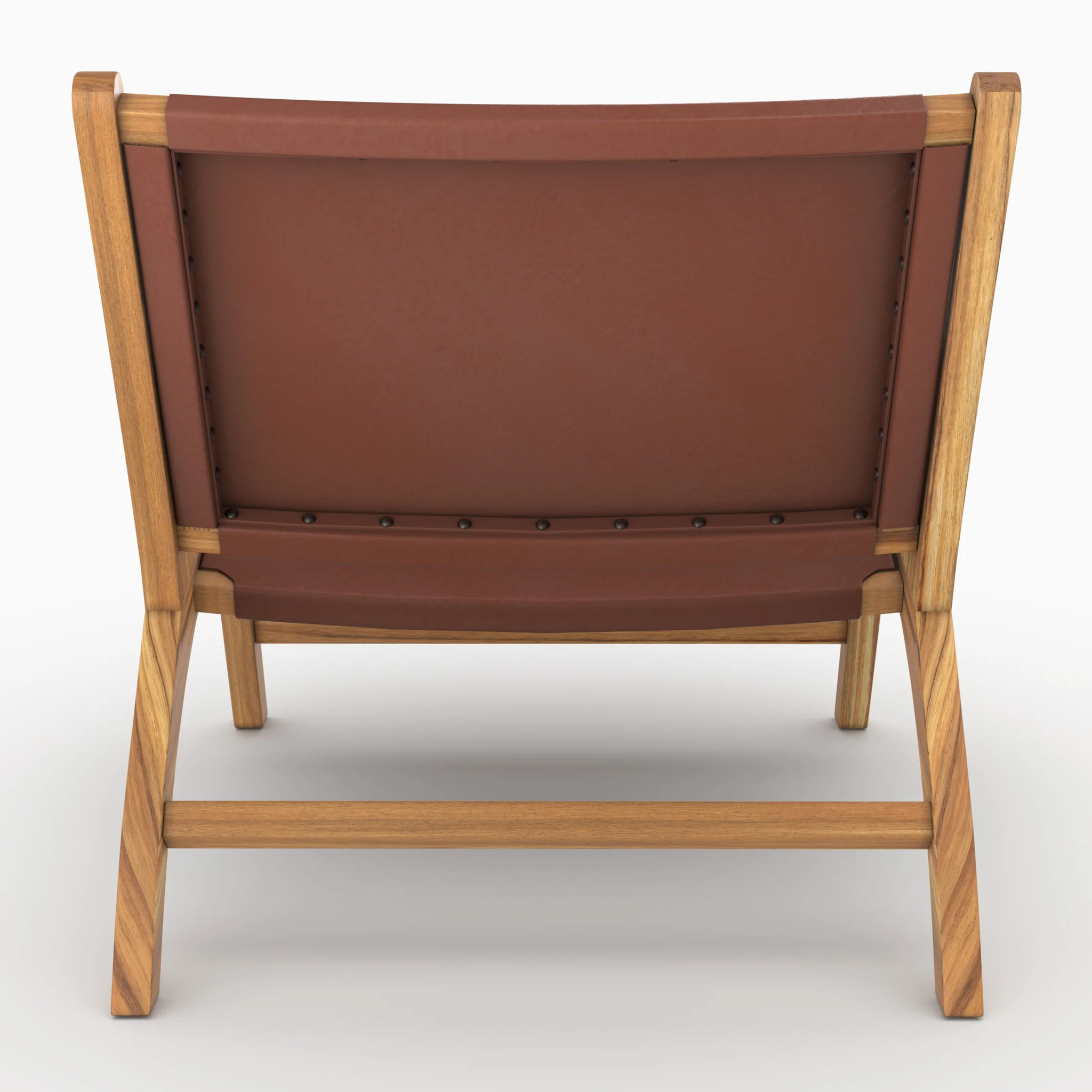 Fauteuil  en teck et cuir lisse marron - Kuna
