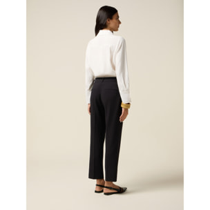 Oltre - Pantalones pitillo con perfiles en contraste - Negro