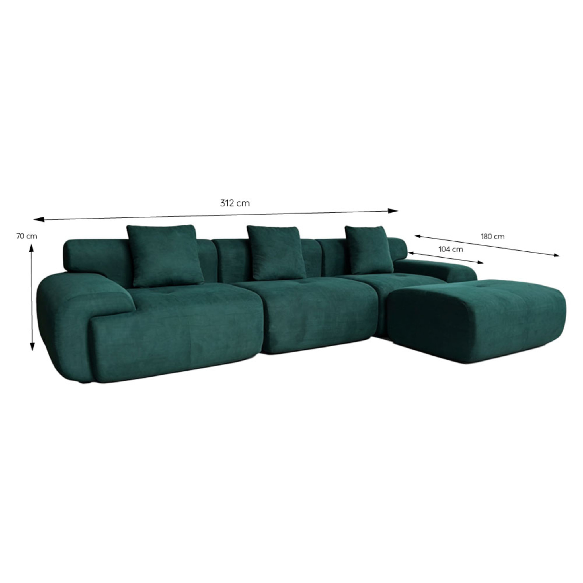 Canapé compressé modulable en tissu chenille vert foncé 4-5 places BURGESS
