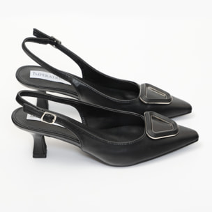 Dècolletè slingback con tacco basso a rocchetto e dettaglio sulla punta