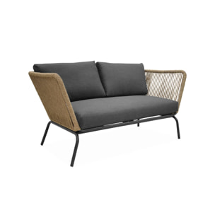 Salon de jardin bas résine tressée effet corde 4 places SINGAPOUR