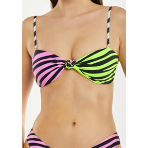 Bikini Mujer Parte Inferior Maui Top Zebra Rosa Lima