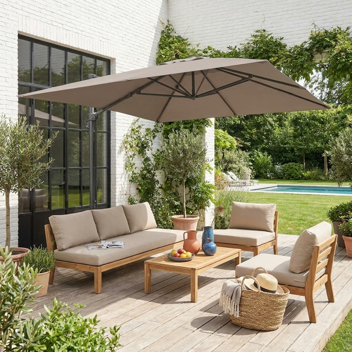 Parasol déporté rectangulaire 3x4m WIMEREUX