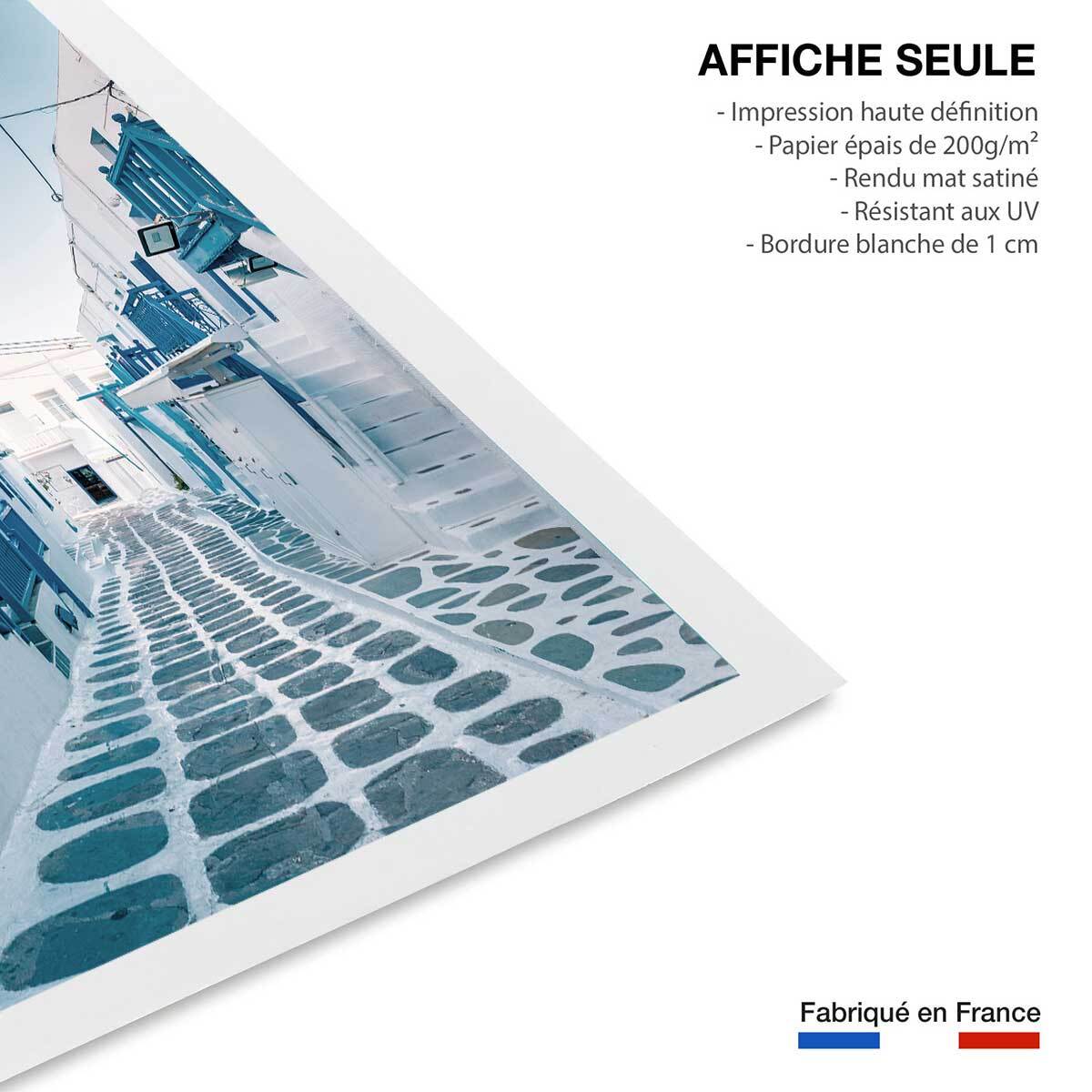 Poster rue bleue santorin Affiche seule
