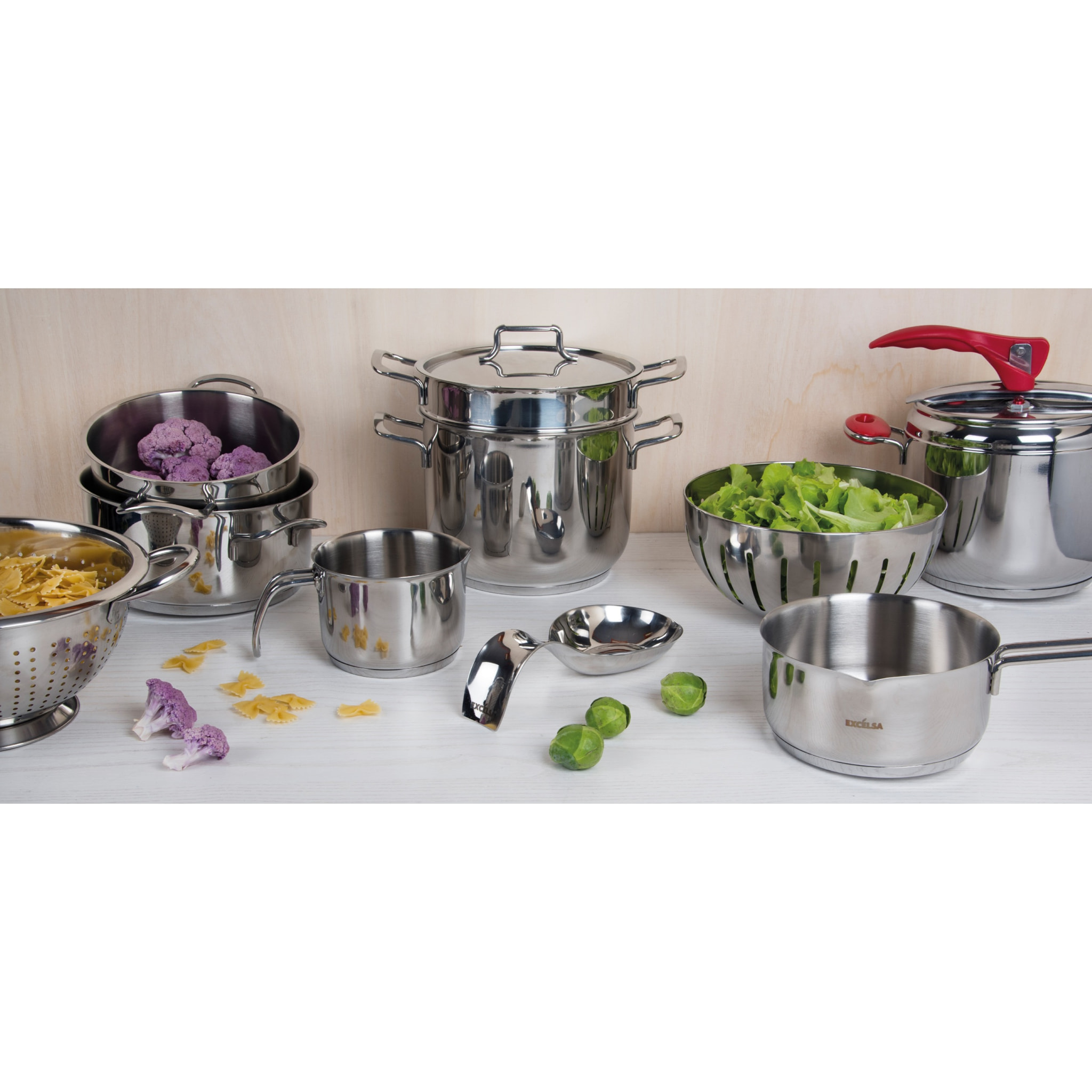 Cuiseur à pâtes 6 litres 22 cm Excelsa – Pastamica, Acier Argenté