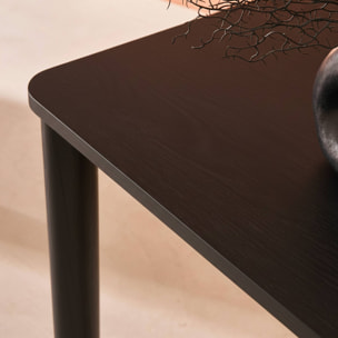Table à manger rectangulaire bois d'hévéa et placage chêne noir 6 places - 180 x 100 x 75 cm - Solene
