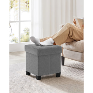 Pouf contenitore pieghevole grigio chiaro in tessuto effetto lino