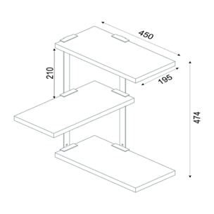 Mensola Dboseggi, Scaffale, Ripiano a muro, Scaffalatura multiuso, 45x20h47 cm, Noce e Nero