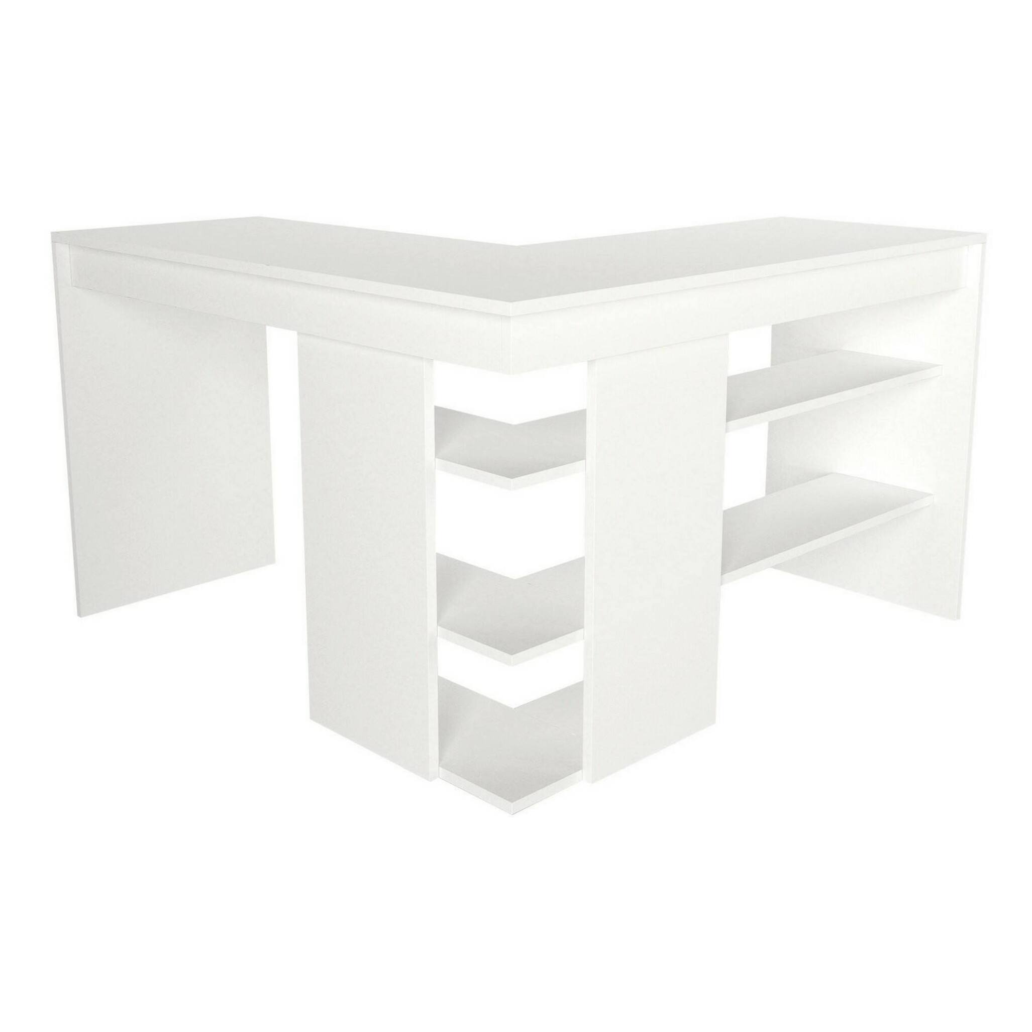 Scrivania Emiliana, Scrittoio multiuso, Tavolo per ufficio porta PC, Piano di lavoro, 120x120h74 cm, Bianco
