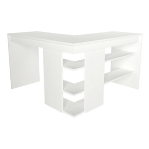 Scrivania Emiliana, Scrittoio multiuso, Tavolo per ufficio porta PC, Piano di lavoro, 120x120h74 cm, Bianco