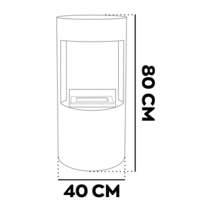 Giulio Cesare - Caminetto a bioetanolo da terra con 1 bruciatore da 1.5LØ40x80 cm