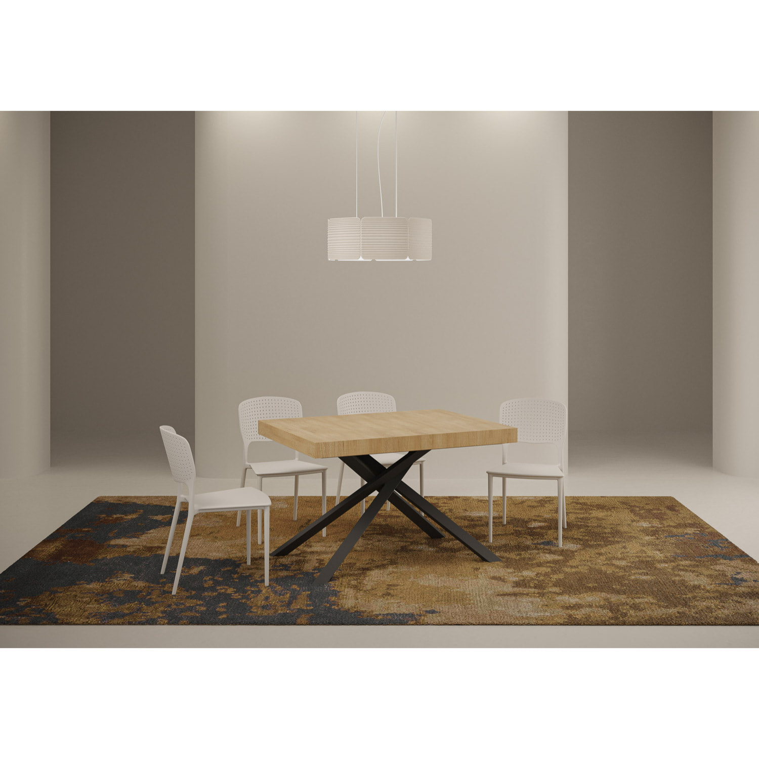 Mesa extensible 90x120/224 cm Karida Premium roble natural patas antracita