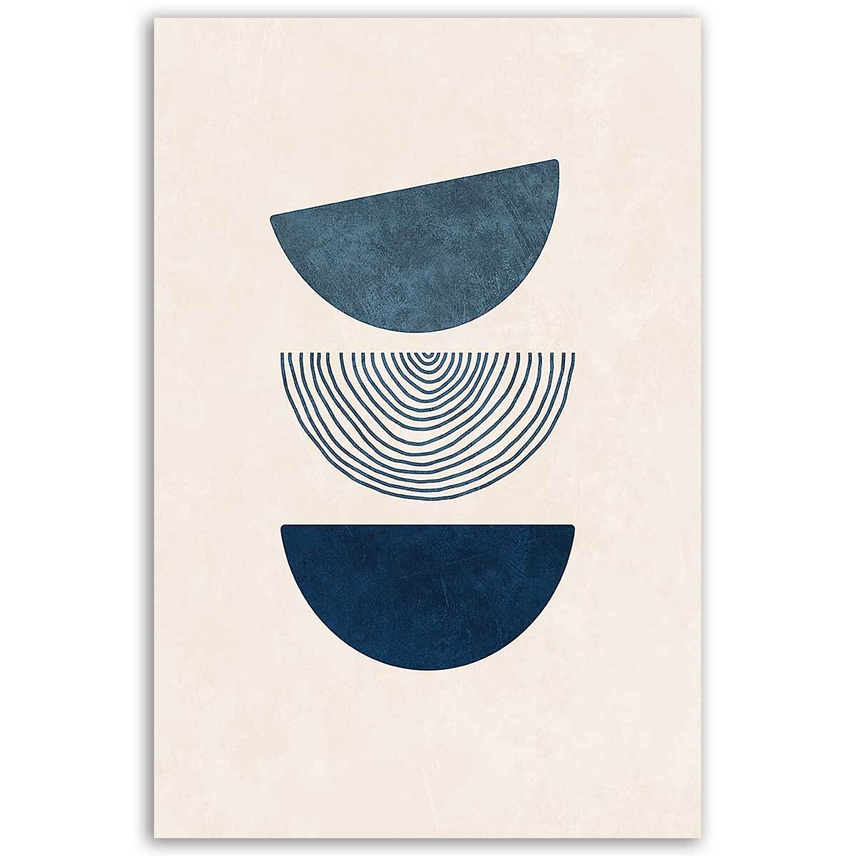 Tableau abstrait demi-cercles bleus Toile imprimée