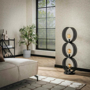 Lampadaire design 3 anneaux en métal perforé RALF