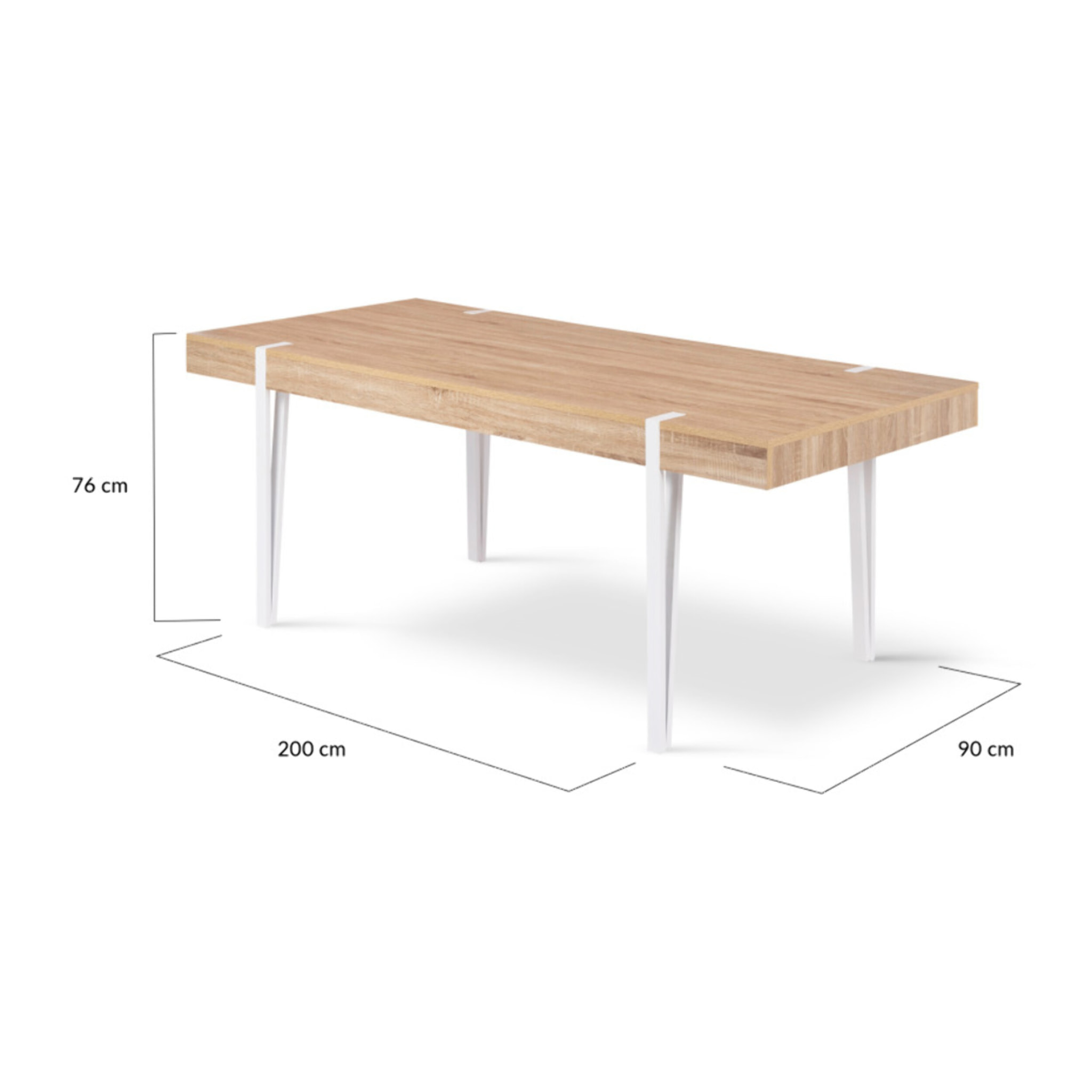 Table à manger Hudson bois et blanc 200cm