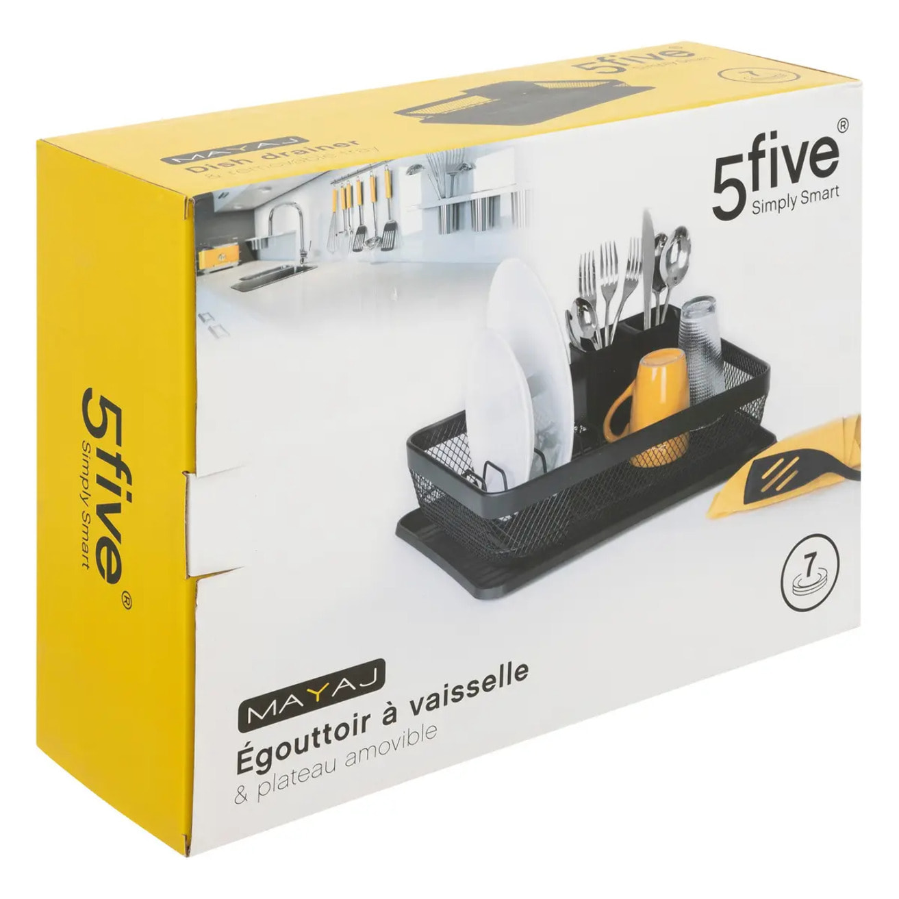 Égouttoir métal avec plateau "Mayaj" noir