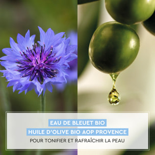 La Provençale - Gel-Crème Radieux Booster d'Hydratation 24H Anti-brillance - Extrait d'Olive & Eau de Bleuet - Tous types de pea