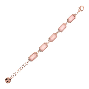 Bracciale con Pietra Naturale Rettangolare Quarzo Rosa