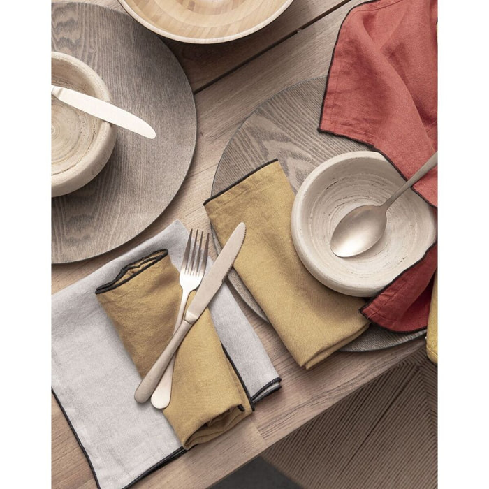 Serviette De Table Lin LavÉ Jaune Curry