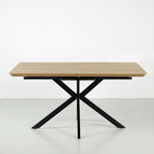 Tavolo da pranzo allungabile in MDF effetto rovere chiaro con gambe nere - Gabry