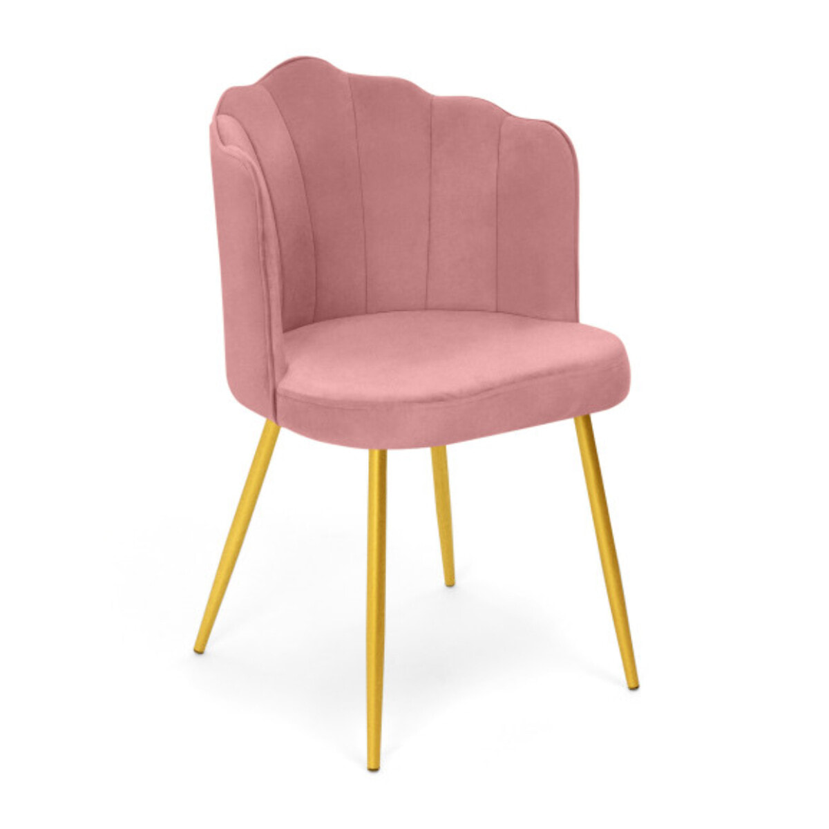 Chaises Arielle pieds dorés - Velours rose